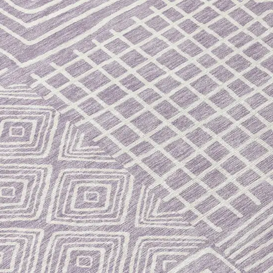 Lavender And Ivory Geometric Washable Indoor Outdoor Area Rug Photo 8