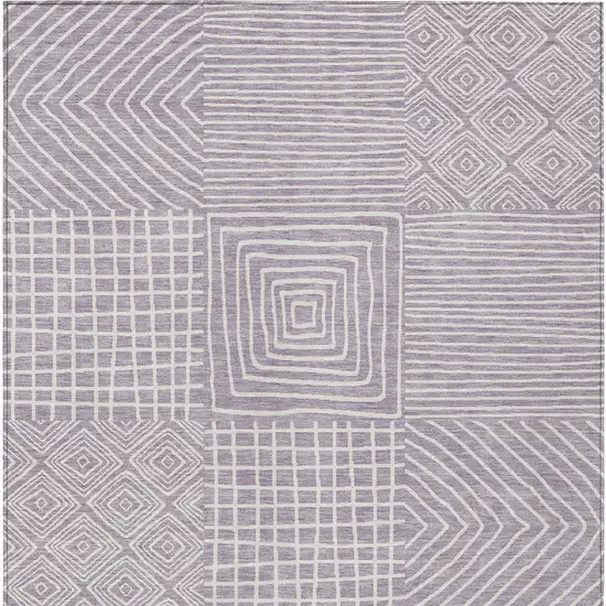 Lavender And Ivory Geometric Washable Indoor Outdoor Area Rug Photo 6
