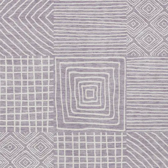 Lavender And Ivory Geometric Washable Indoor Outdoor Area Rug Photo 5