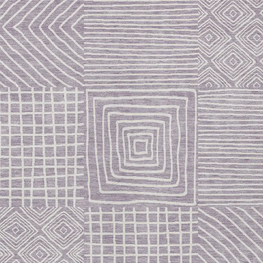 Lavender And Ivory Geometric Washable Indoor Outdoor Area Rug Photo 5