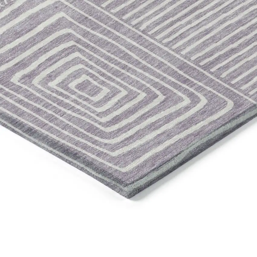 Lavender And Ivory Geometric Washable Indoor Outdoor Area Rug Photo 4