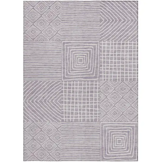Lavender And Ivory Geometric Washable Indoor Outdoor Area Rug Photo 5