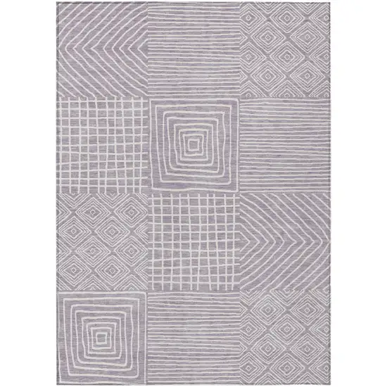 Lavender And Ivory Geometric Washable Indoor Outdoor Area Rug Photo 2