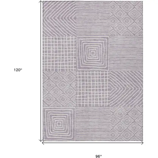 Lavender And Ivory Geometric Washable Indoor Outdoor Area Rug Photo 6
