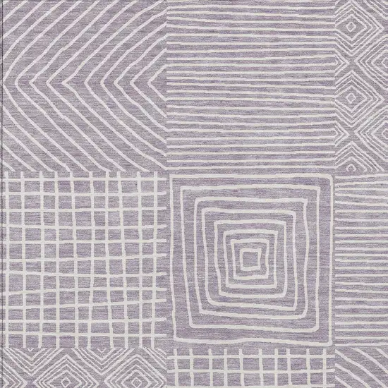 Lavender And Ivory Geometric Washable Indoor Outdoor Area Rug Photo 5