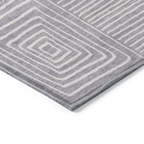 Lavender And Ivory Geometric Washable Indoor Outdoor Area Rug Photo 4