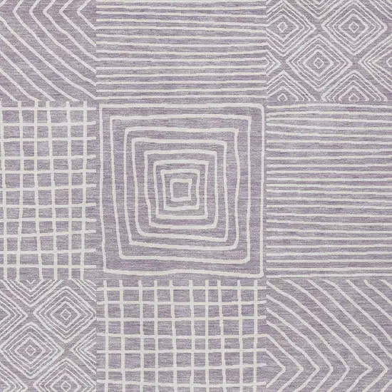 Lavender And Ivory Geometric Washable Indoor Outdoor Area Rug Photo 5