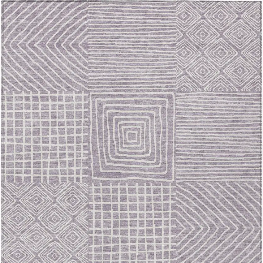 Lavender And Ivory Geometric Washable Indoor Outdoor Area Rug Photo 6