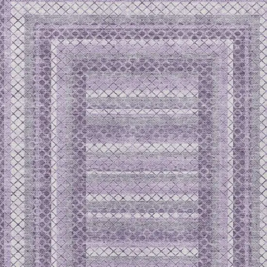 Lavender And Ivory Geometric Washable Indoor Outdoor Area Rug Photo 3