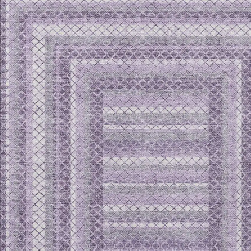 Lavender And Ivory Geometric Washable Indoor Outdoor Area Rug Photo 7