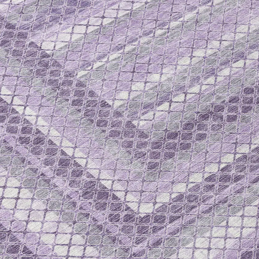 Lavender And Ivory Geometric Washable Indoor Outdoor Area Rug Photo 9
