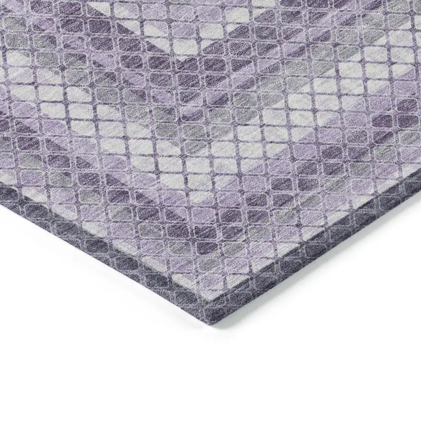 Lavender And Ivory Geometric Washable Indoor Outdoor Area Rug Photo 9