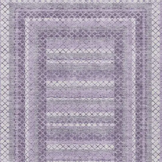 Lavender And Ivory Geometric Washable Indoor Outdoor Area Rug Photo 3