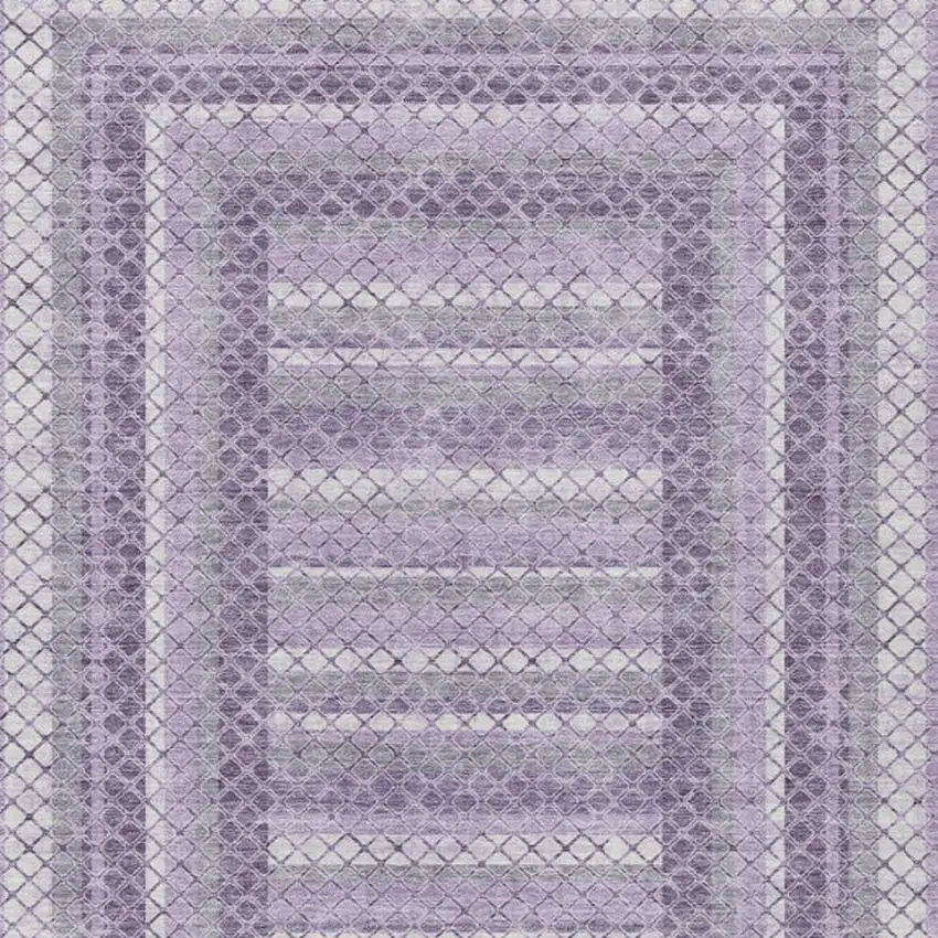 Lavender And Ivory Geometric Washable Indoor Outdoor Area Rug Photo 3
