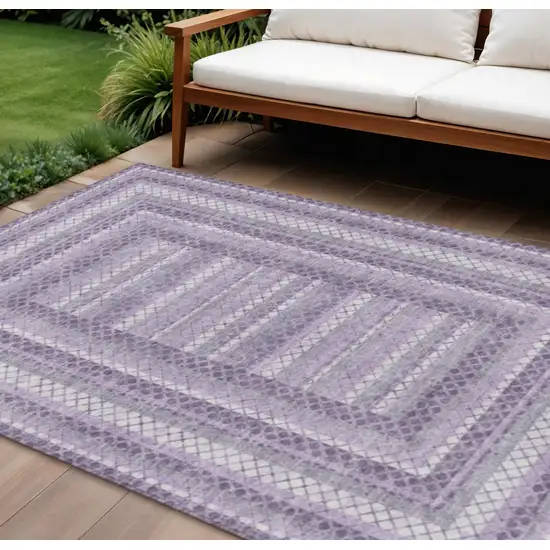 Lavender And Ivory Geometric Washable Indoor Outdoor Area Rug Photo 2