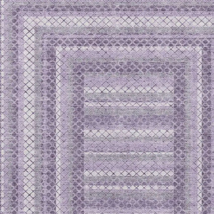Lavender And Ivory Geometric Washable Indoor Outdoor Area Rug Photo 3