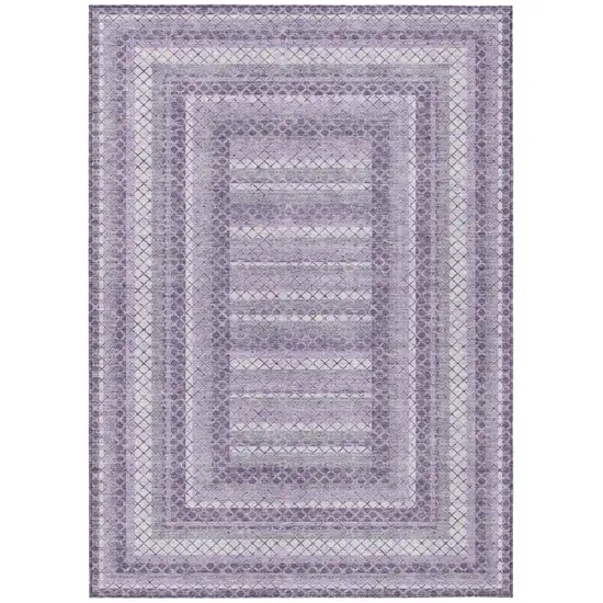 Lavender And Ivory Geometric Washable Indoor Outdoor Area Rug Photo 1