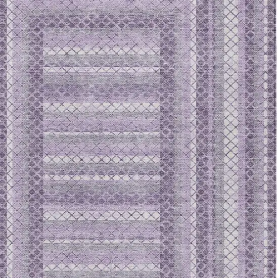 Lavender And Ivory Geometric Washable Indoor Outdoor Area Rug Photo 3