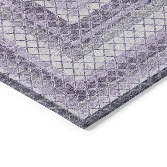 Lavender And Ivory Geometric Washable Indoor Outdoor Area Rug Photo 9