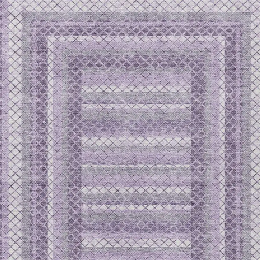 Lavender And Ivory Geometric Washable Indoor Outdoor Area Rug Photo 7