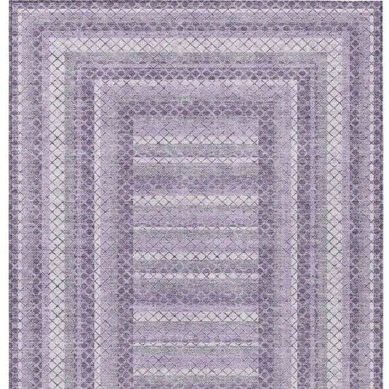 Lavender And Ivory Geometric Washable Indoor Outdoor Area Rug Photo 6