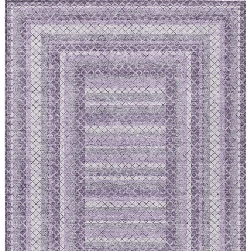 Lavender And Ivory Geometric Washable Indoor Outdoor Area Rug Photo 6