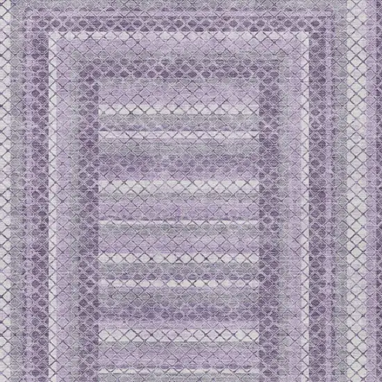 Lavender And Ivory Geometric Washable Indoor Outdoor Area Rug Photo 3