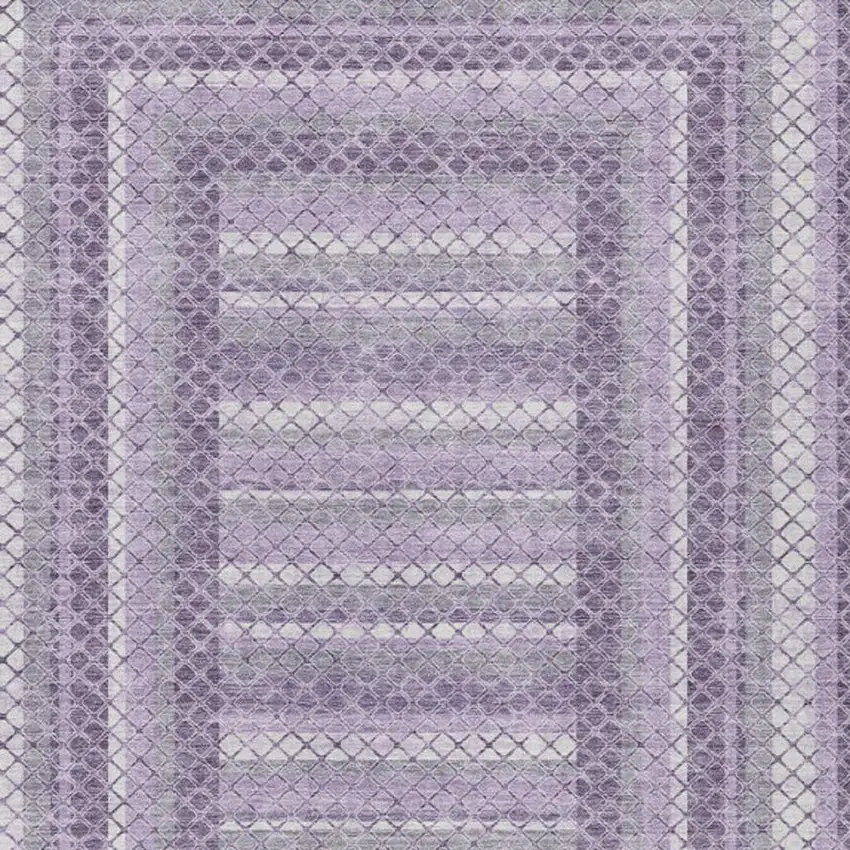 Lavender And Ivory Geometric Washable Indoor Outdoor Area Rug Photo 3