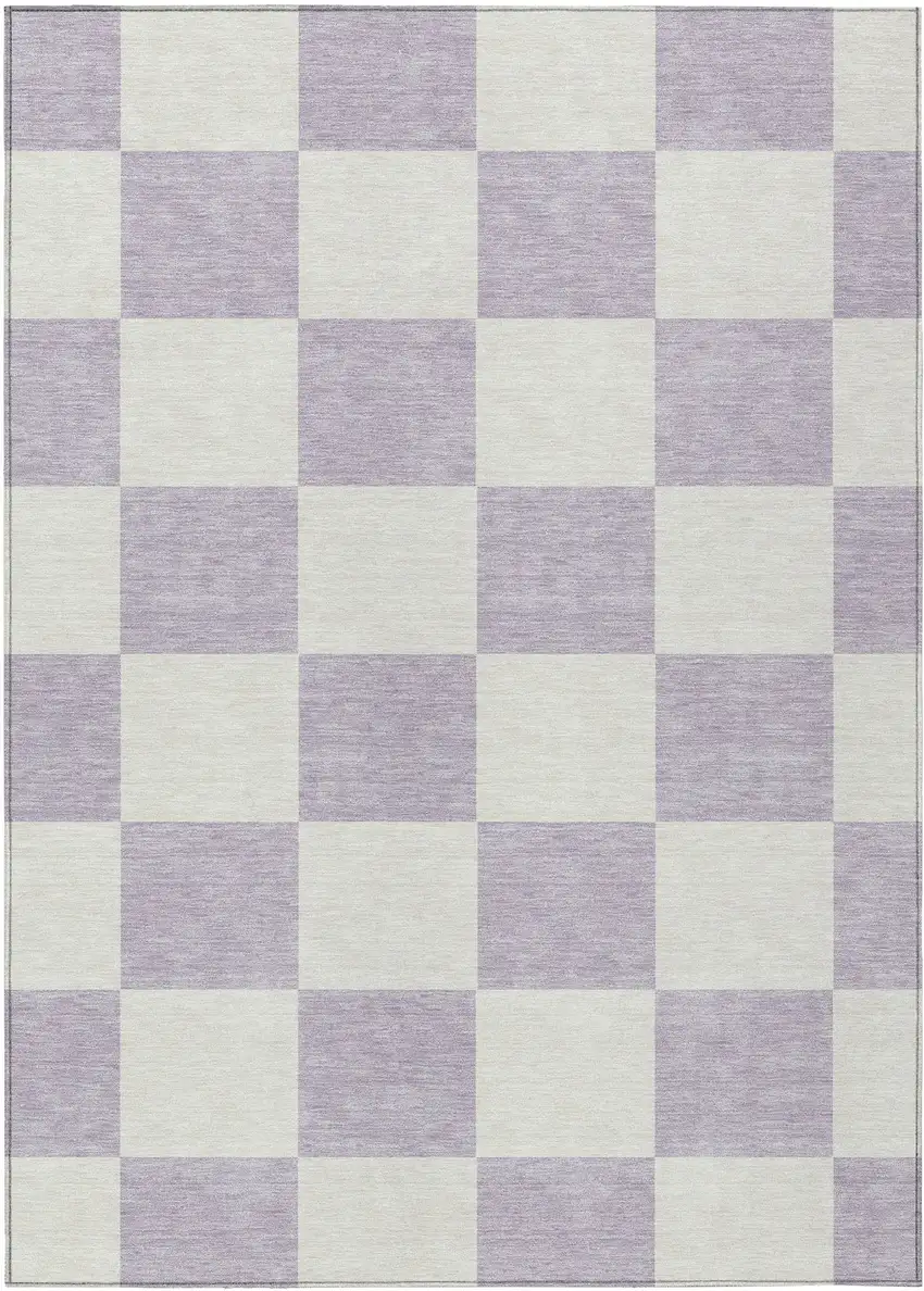 Lavender And Ivory Geometric Washable Indoor Outdoor Area Rug Photo 2