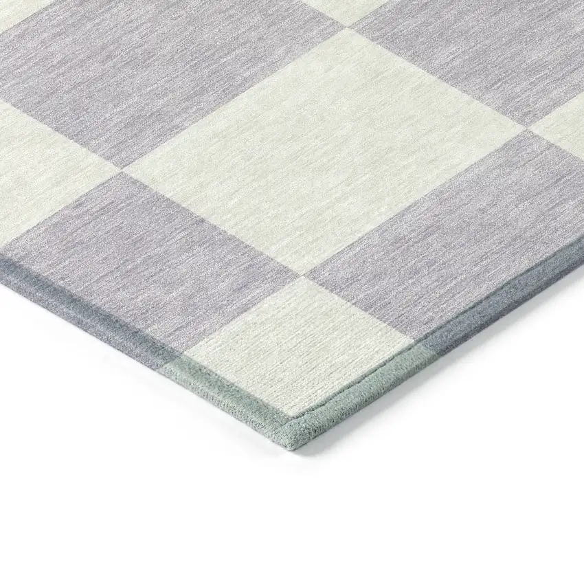 Lavender And Ivory Geometric Washable Indoor Outdoor Area Rug Photo 4
