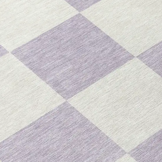 Lavender And Ivory Geometric Washable Indoor Outdoor Area Rug Photo 7