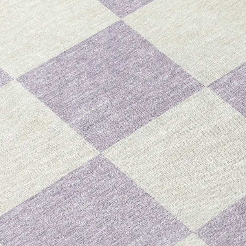 Lavender And Ivory Geometric Washable Indoor Outdoor Area Rug Photo 7