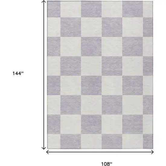 Lavender And Ivory Geometric Washable Indoor Outdoor Area Rug Photo 3