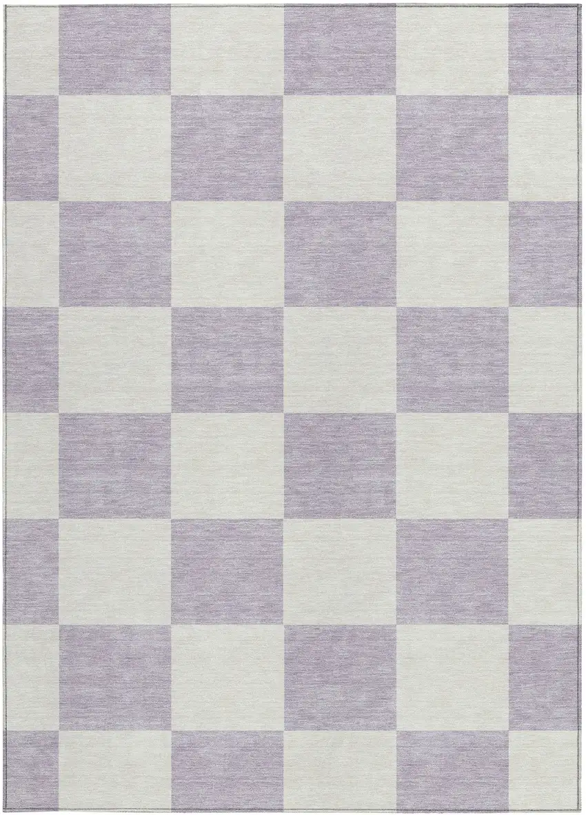 Lavender And Ivory Geometric Washable Indoor Outdoor Area Rug Photo 4