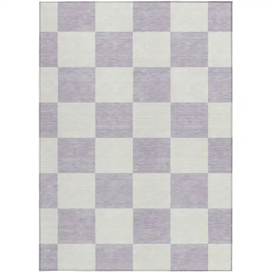 Lavender And Ivory Geometric Washable Indoor Outdoor Area Rug Photo 4