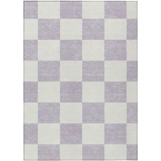 Lavender And Ivory Geometric Washable Indoor Outdoor Area Rug Photo 2