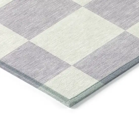 Lavender And Ivory Geometric Washable Indoor Outdoor Area Rug Photo 5