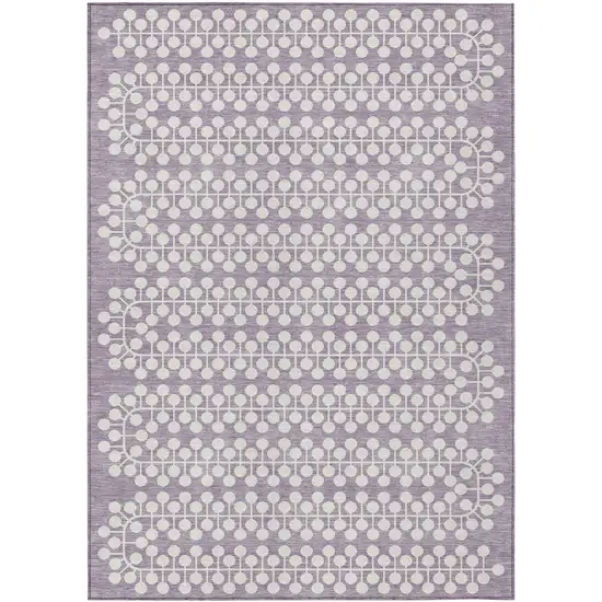 Lavender And Ivory Geometric Washable Indoor Outdoor Area Rug Photo 2