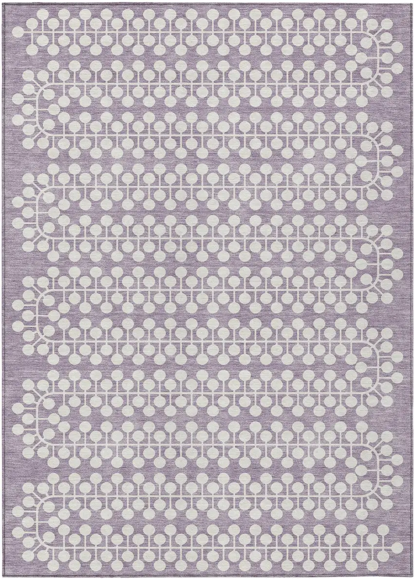 Lavender And Ivory Geometric Washable Indoor Outdoor Area Rug Photo 2
