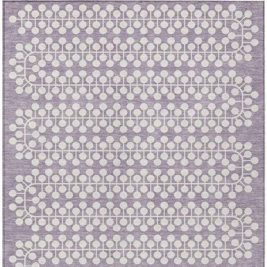Lavender And Ivory Geometric Washable Indoor Outdoor Area Rug Photo 4