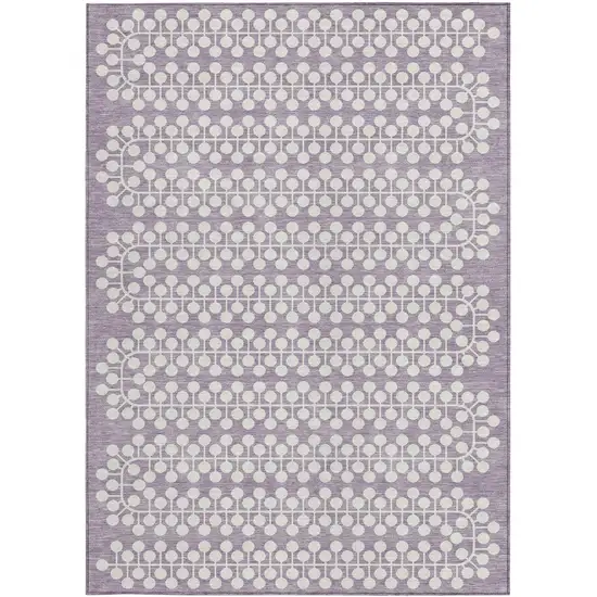Lavender And Ivory Geometric Washable Indoor Outdoor Area Rug Photo 4