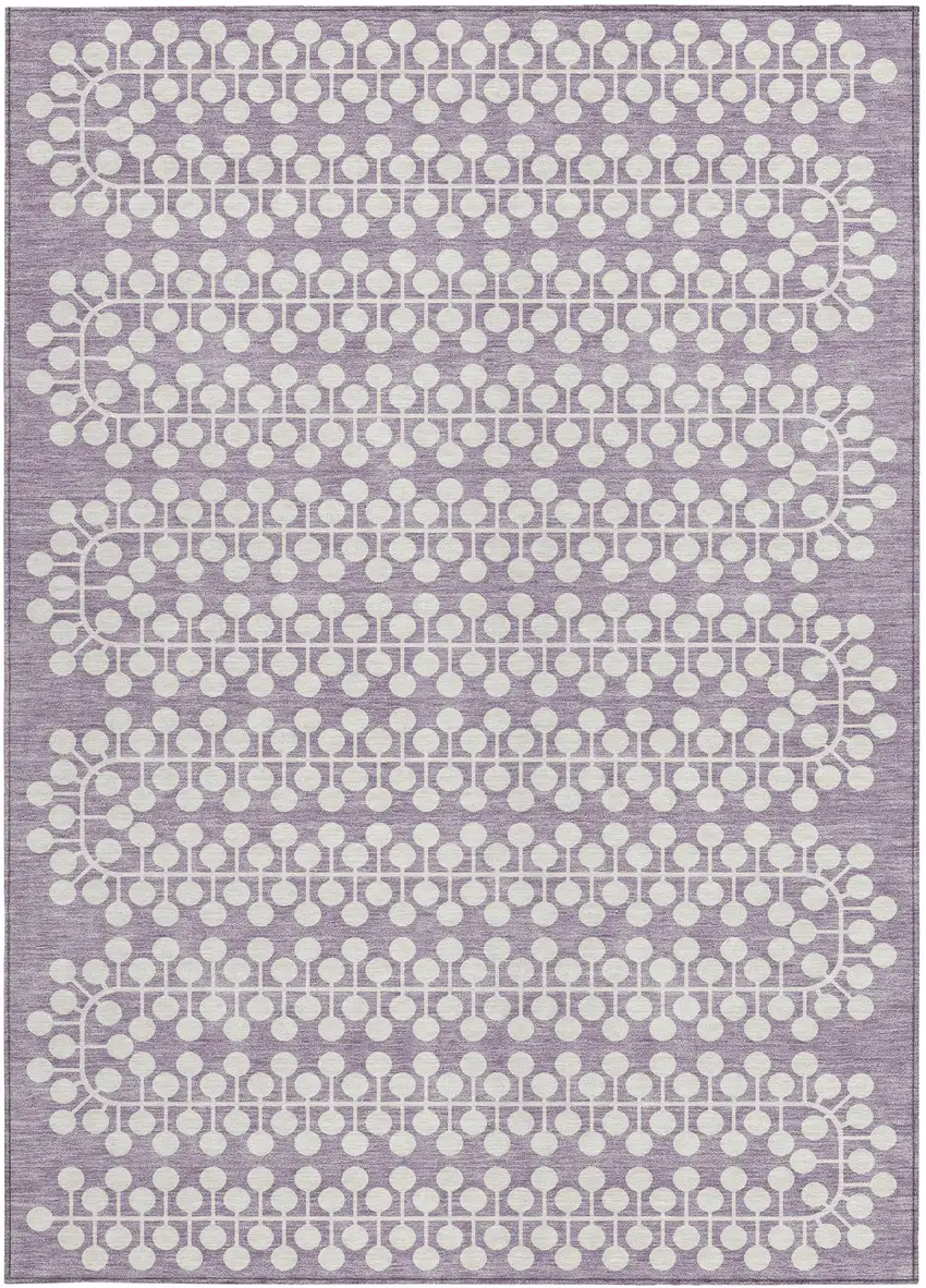 Lavender And Ivory Geometric Washable Indoor Outdoor Area Rug Photo 4