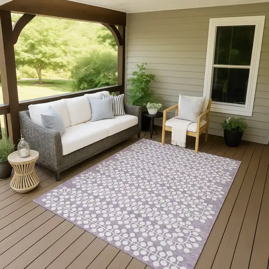 Lavender And Ivory Geometric Washable Indoor Outdoor Area Rug Photo 7