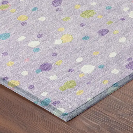 Lavender And Ivory Geometric Washable Indoor Outdoor Area Rug Photo 5