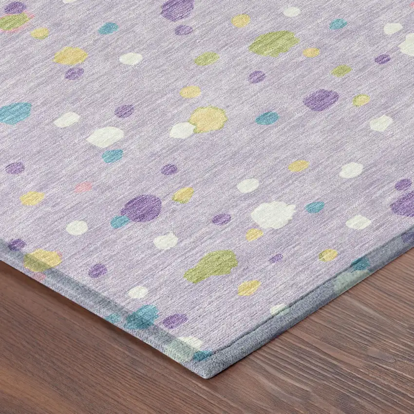 Lavender And Ivory Geometric Washable Indoor Outdoor Area Rug Photo 5