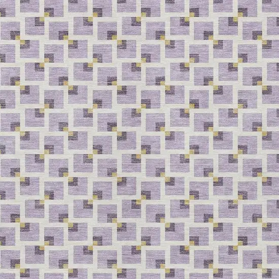 Lavender And Ivory Geometric Washable Indoor Outdoor Area Rug Photo 2