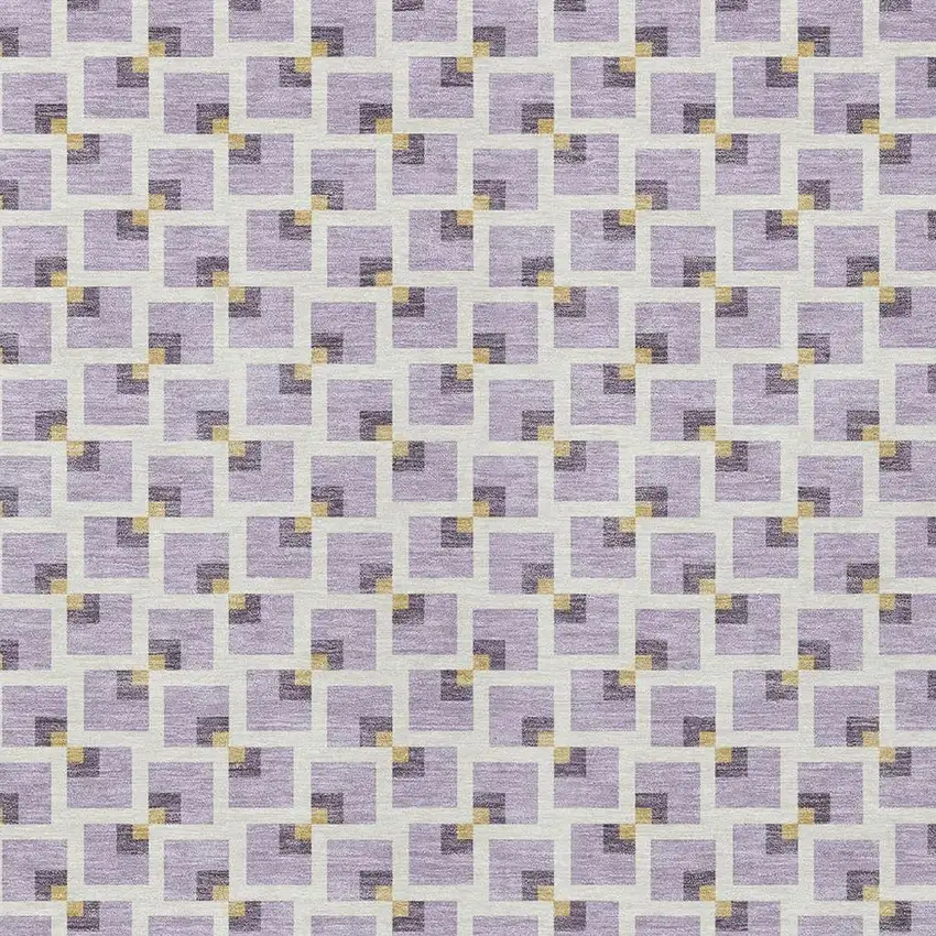 Lavender And Ivory Geometric Washable Indoor Outdoor Area Rug Photo 2