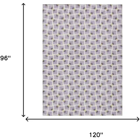 Lavender And Ivory Geometric Washable Indoor Outdoor Area Rug Photo 6
