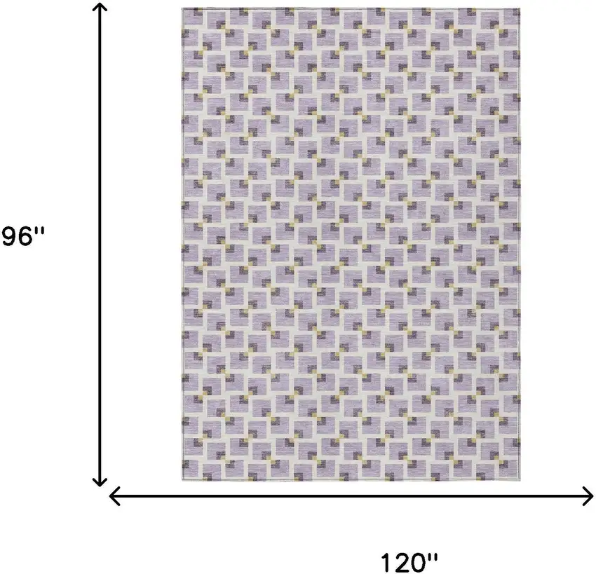 Lavender And Ivory Geometric Washable Indoor Outdoor Area Rug Photo 6