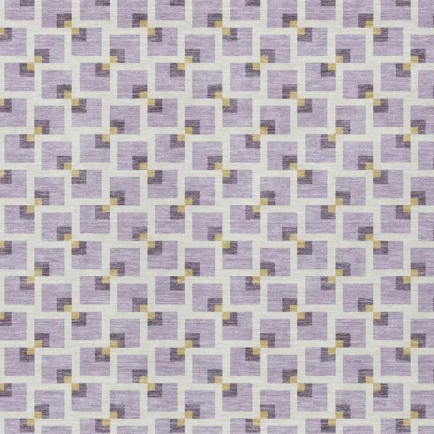 Lavender And Ivory Geometric Washable Indoor Outdoor Area Rug Photo 2